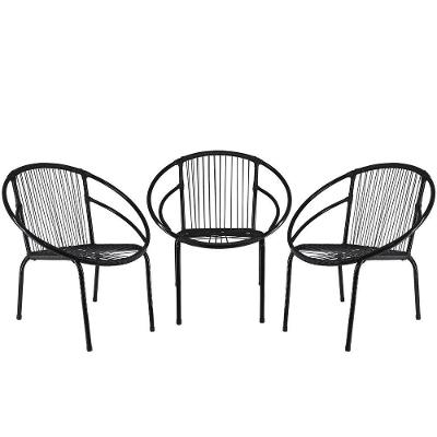 Conjunto Com 3 Cadeiras Eclipse De área Preto