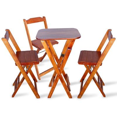 Conjunto De Mesa Bistro Dobravel Com 3 Banquetas Imbuia Cor: Marrom