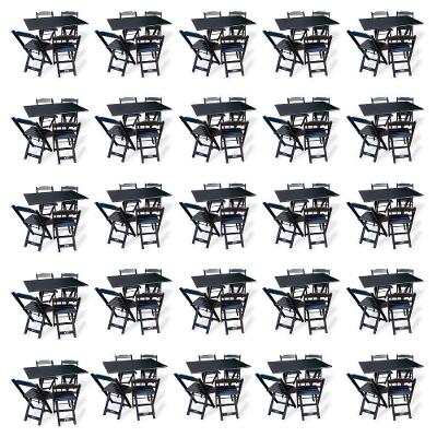 Kit De 20 Conjuntos De Mesa Dobrável 70x110 Com 4 Cadeiras Preto Cor: Preto