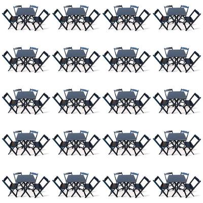 Kit De 20 Conjuntos De Mesa Dobrável 60x60 Com 4 Cadeiras Preto Cor: Preto