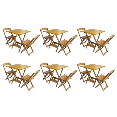 Kit 6 Jogos De Mesa Dobravel Com 2 Cadeiras De Madeira 70x70 Ideal Para Bar E Restaurante - Mel