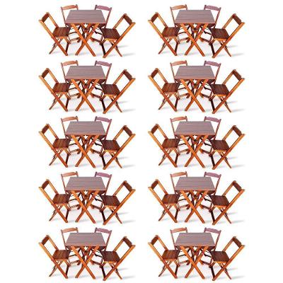 Kit De 10 Conjuntos De Mesa Dobrável 70x70 Com 4 Cadeiras Imbuia Cor: Marrom