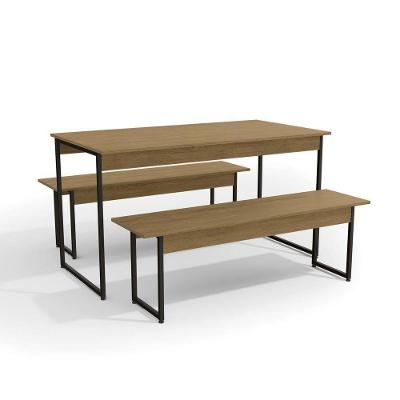 Conjunto De Mesa 2 Bancos Industrial Kappesberg Freijó Preto