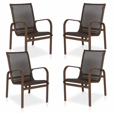 Conjunto 4 Cadeiras Para , área Externa, Gourmet E Jardim - Marrom
