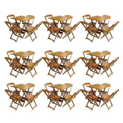 Kit 9 Jogos De Mesa Dobravel Com 4 Cadeiras De Madeira 70X70 Para Restaurante E Bar - Mel