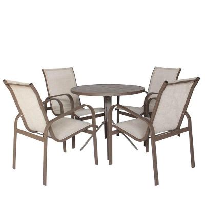 Conjunto 1 Mesa + 4 Cadeiras Para área Externa - Cor Marrom