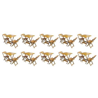 Kit 10 Jogos De Mesa Dobravel Com 2 Cadeiras De Madeira 70x70 Ideal Para Bar E Restaurante - Mel