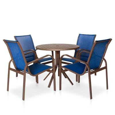 Conjunto 1 Mesa + 4 Cadeiras Para área Externa - Cor Marrom