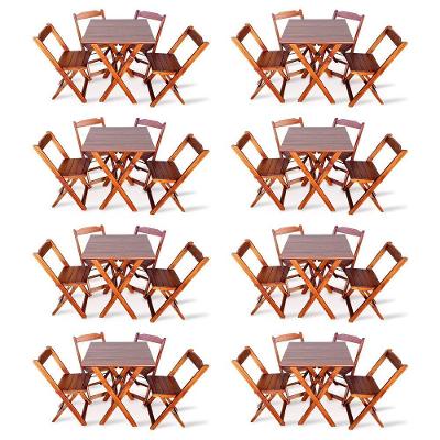 Kit 8 Conjunto Com Jogo De Mesa 70x70 Com 4 Cadeiras Dobráveis Imbúia Cor: Marrom
