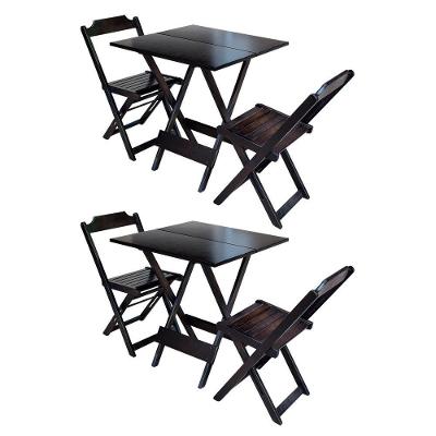Kit 2 Conjuntos De Mesa Dobravel Com 2 Cadeiras De Madeira 70x70 Ideal Para Bar E Restaurante - Taba