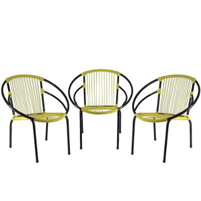 Conjunto Com 3 Cadeiras Eclipse De área, Cor Amarelo