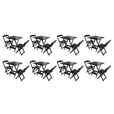 Kit 8 Conjuntos De Mesa Dobravel Com 2 Cadeiras De Madeira 70x70 Ideal Para Bar E Restaurante - Taba