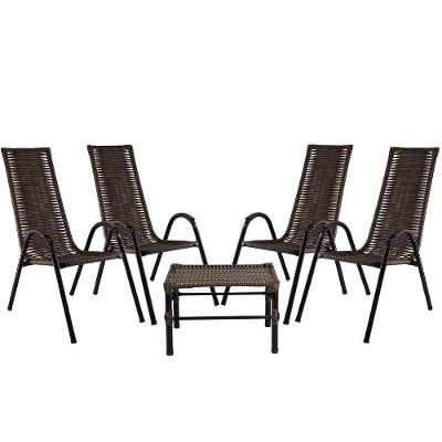Conjunto Com 4 Cadeiras E Mesa De Centro Canadá Cor Argila