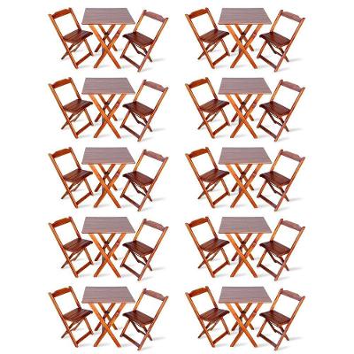 Kit De 10 Conjuntos De Mesa Dobrável 70x70 Com 2 Cadeiras Imbuia Cor: Marrom