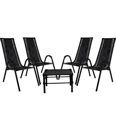 Conjunto Com 4 Cadeiras E Mesa De Centro Canadá Cor Preto