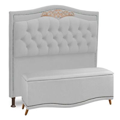 Cabeceira E Calçadeira Baú Box Casal Belize 140cm Branco