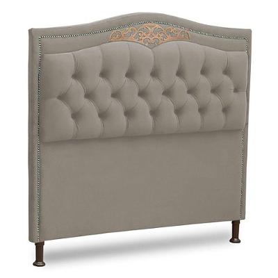 Cabeceira Estofada Box Casal Belize 140cm Veludo Marfim