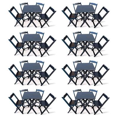 Kit 8 Conjunto Com Jogo De Mesa 70x70 Com 4 Cadeiras Dobráveis Preto