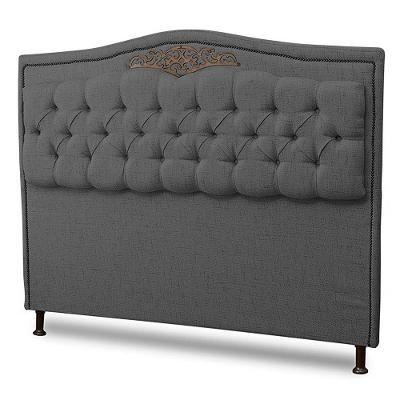 Cabeceira Estofada Box Casal Belize 140cm Linho Grafite