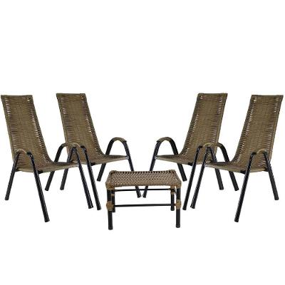 Conjunto Com 4 Cadeiras E Mesa De Centro Canadá Cor Pequi