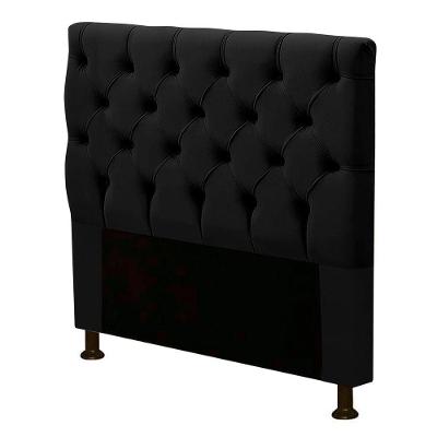 Cabeceira Cama Box Solteiro Cristal 90cm Suede Preto