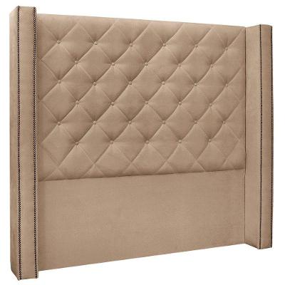 Cabeceira Estofada Cama Box Casal Alteza 140cm Suede Bege