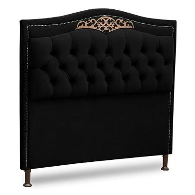 Cabeceira Estofada Cama Box Casal Belize 140cm Corino Preto