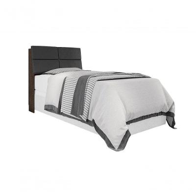 Cabeceira Box Solteiro 0,88 Isis Chocolate Com Painel Preto