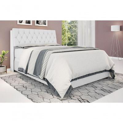 Cabeceira Box Casal 1,38 Isis Branco Com Capitonê Branco