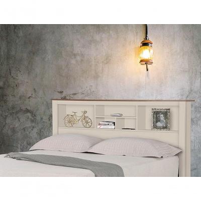 Cabeceira Casal 1,40 Havana Com Nichos Off White Madeira