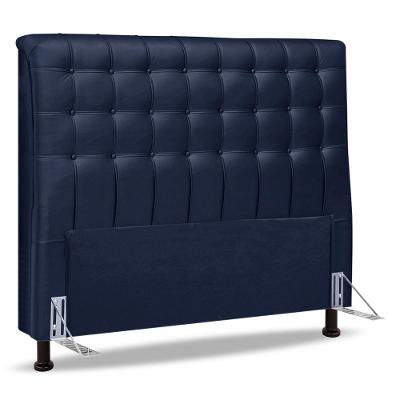Cabeceira Cama Box Casal Queen Size Ciara 160cm Botonê Com Frame Veludo Azul Marinho