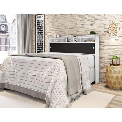 Cabeceira Box Casal 1,38cm Elisa Branco Branco preto