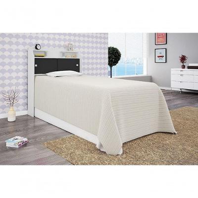 Cabeceira Box Solteiro 0,88cm Elisa Branco Branco preto