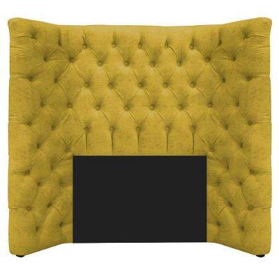 Cabeceira Solteiro Everest P02 90 Cm Para Cama Box Suede - Amarena Móveis Amarelo