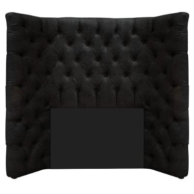 Cabeceira Solteiro Everest P02 90 Cm Para Cama Box Suede - Amarena Móveis Preto
