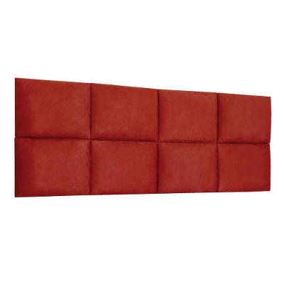 Cabeceira Painel Modulada Casal 1,40m Lorena Suede Vermelho