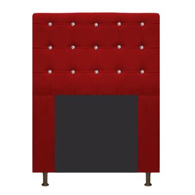 Cabeceira Dama 90Cm Solteiro Com Strass Suede Vermelho