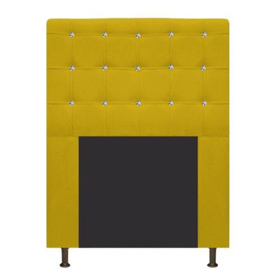 Cabeceira Dama 90Cm Solteiro Com Strass Suede Amarelo