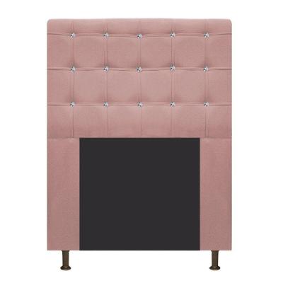 Cabeceira Dama 90Cm Solteiro Com Strass Suede Rosê