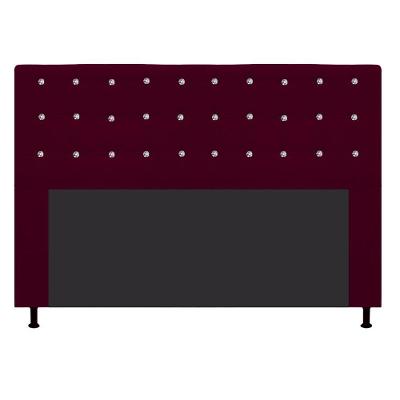 Cabeceira Dama 140Cm Casal Com Strass Suede Bordô