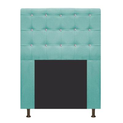 Cabeceira Dama 90Cm Solteiro Com Strass Suede Azul Tiffany