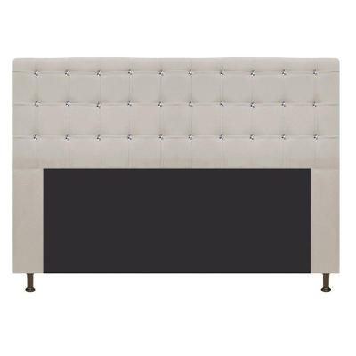Cabeceira Dama 160Cm Queen Size Com Strass Suede Bege