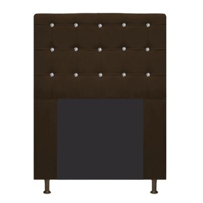 Cabeceira Dama 90Cm Solteiro Com Strass Suede Marrom