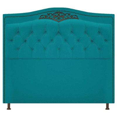Cabeceira Yasmim 140Cm Casal Suede Azul Turquesa