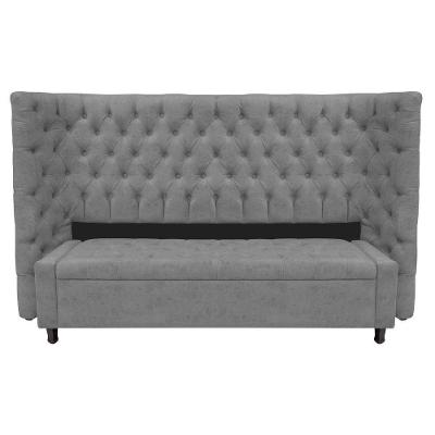 Kit Cabeceira E Calçadeira Baú King Everest P02 195cm Para Cama Box Suede - Doce Sonho Móveis Cinza