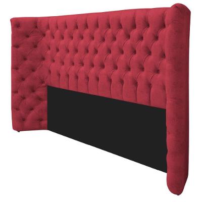 Kit Cabeceira E Calçadeira Baú Queen Everest P02 160cm Suede - Doce Sonho Móveis Vermelho