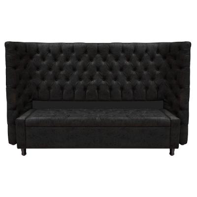 Kit Cabeceira E Calçadeira Baú King Everest P02 195cm Para Cama Box Suede - Doce Sonho Móveis Preto