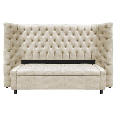 Kit Cabeceira E Calçadeira Baú Queen Everest P02 160cm Para Cama Box Linho - Doce Sonho Móveis Bege