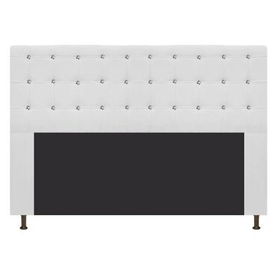 Cabeceira Dama 140Cm Casal Com Strass Suede Branco