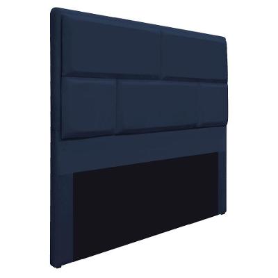Cabeceira Solteiro 90 Cm Cama Box Suede Azul Marinho